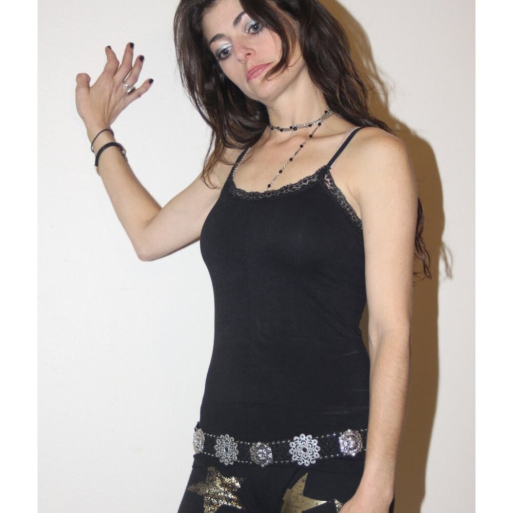 Black & silver belly chain